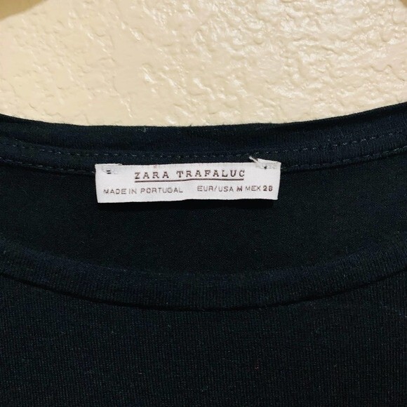 Zara black top women pullover long sleeve "HEART" tee size M - Picture 3 of 4